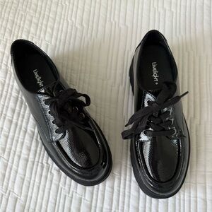 LimeLight Black Patent Leather Women's Platform Loafers
